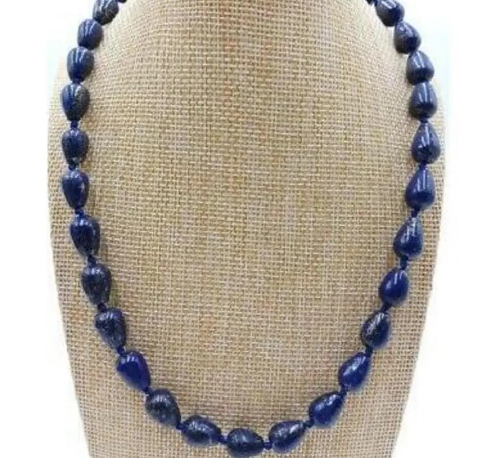 Blue Lapis Lazuli Natural Drop Beads Gtone Jewellery Necklace 18 8x12mm